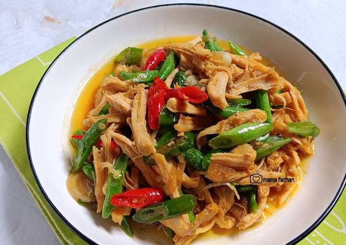 Resep Tumis Buncis Ayam Suwir Oleh Mama Fathan Cookpad