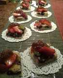 Crumble de arándanos - jalea de kiwis y frutillas