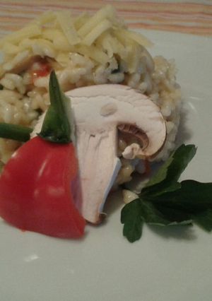 Una foto de Rissoto de vegetales y hongos