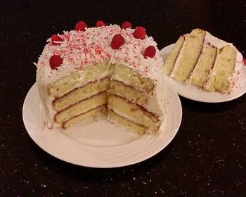 The New Way Making Recipe Vanilla Lemon Raspberry Layer Cake with Whipped Cream Buttercream Frosting Delicious Perfect