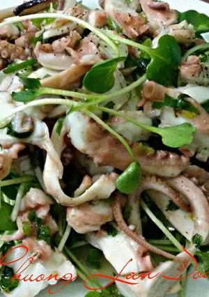Hình của món Salad Bạch Tuộc Cải Mầm.