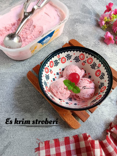 Foto resep Es krim stroberi
