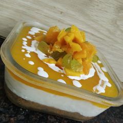 A picture of Mango cheese cake.