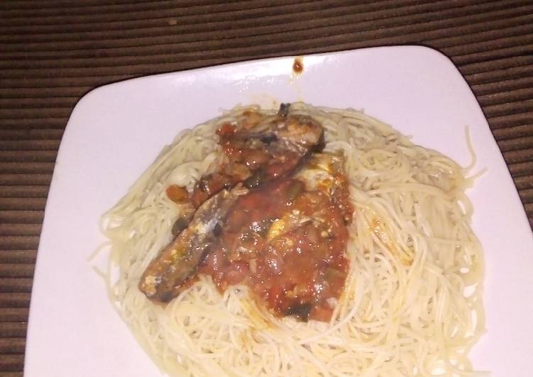 Pasta with sardine soup
