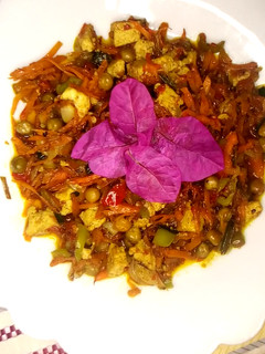 A picture of Tofu(Awara) & carrot sauce.