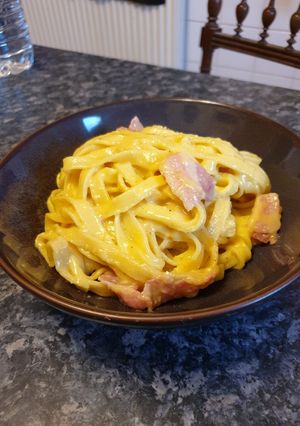 Une photo de Pate carbonara