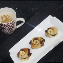 A picture of Banana hazelnut choco rolls.