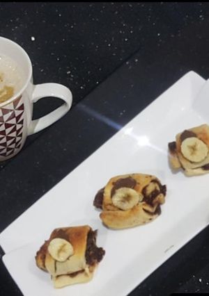 A picture of Banana hazelnut choco rolls.