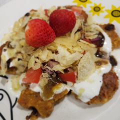 A picture of Amazing chickpea tofu patti chaat.