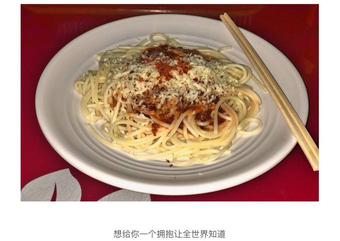 Standar Bagaimana cara bikin Spageti dengan saus bolognese keju dan cabe kering yang nikmat