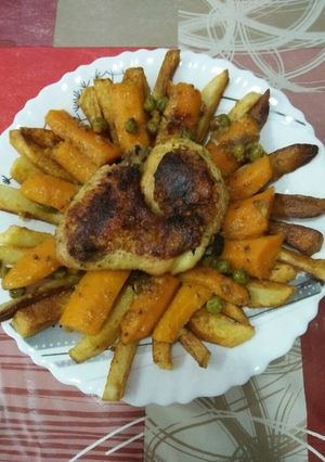 صورة لوصفة دجاج بالجزر والجلبانة