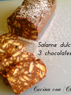 Una foto de Salame dulce con 3 chocolates