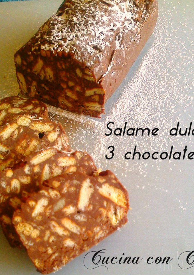 Una foto de Salame dulce con 3 chocolates 