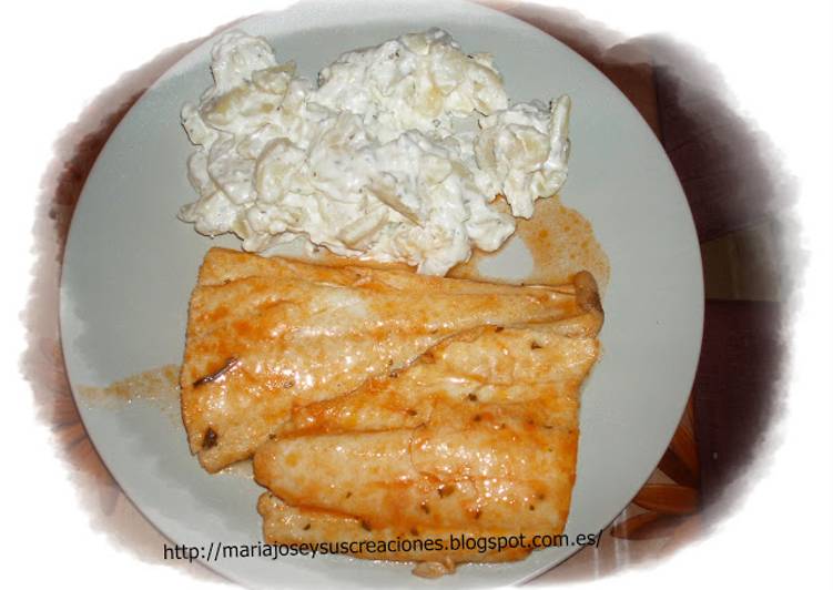 Bacalao en salsa de limón y patatas alioli