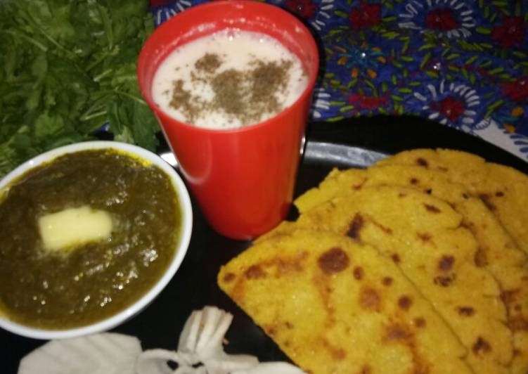 Recipe of Any-night-of-the-week Sarso ka saag makki ki roti(winter special)