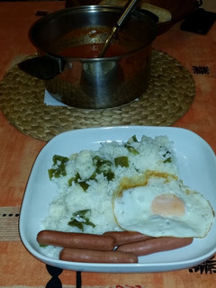 Una foto de Arroz blanco con pimiento verde