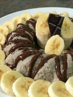 Una foto de Budín de chocolate y plátano...Bajo en calorías