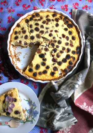 Una foto de Pastel de ricotta y arándanos