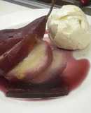 Peras rostizadas con helado