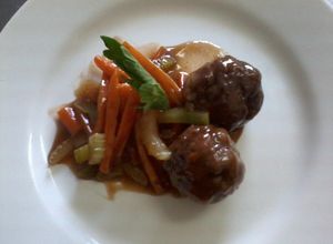 Una foto de Albóndigas en salsa agridulce.