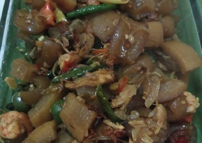 Tumis kikil udang cabe ijo