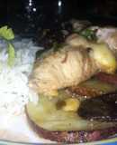 Pollo a la Mozzarela en salsa de Alcachofas e Higos.