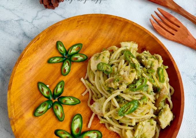 Spaghetti Ayam Cabe Ijo