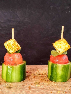 A picture of Cucumber Watermelon Paneer bites.