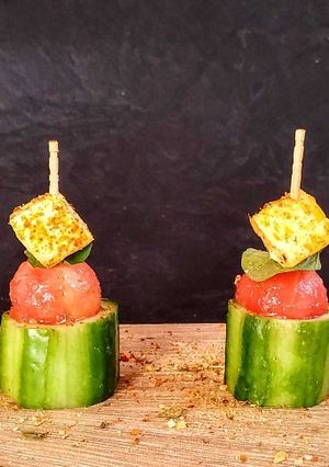 A picture of Cucumber Watermelon Paneer bites.