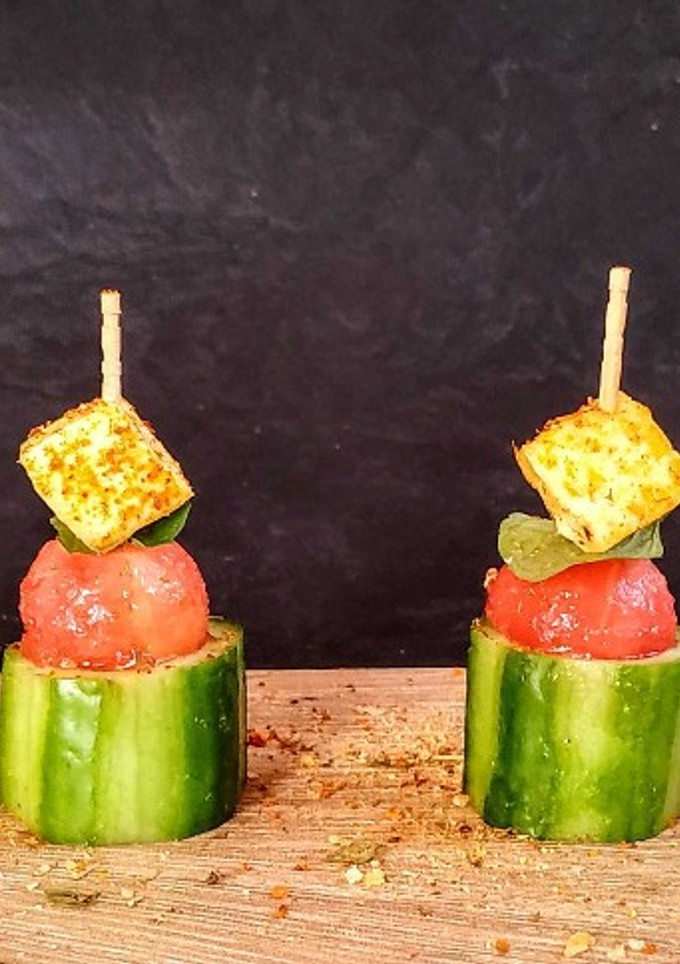 A picture of Cucumber Watermelon Paneer bites.