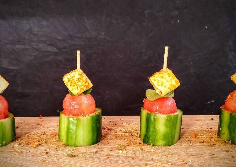 Step-by-Step Guide to Make Super Quick Homemade Cucumber Watermelon Paneer bites