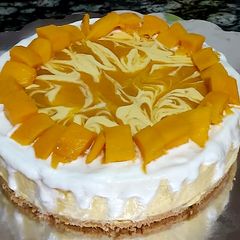 A picture of Mango cheese cake.