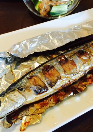 Hình của món Cá sanma nướng hết sức đơn giản, thơm ngon.