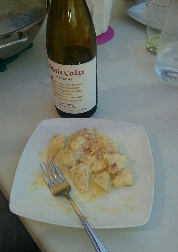 Una foto de Pechuga de pollo a la carbonara