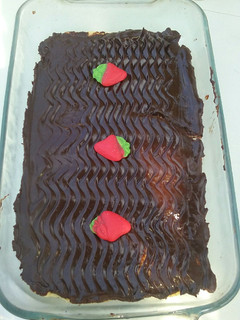 Una foto de Pastel de queso y chocolate