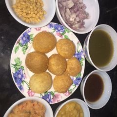 Spicy pani puri green water A picture of Spicy pani puri green water.