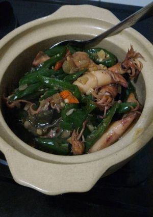Foto resep Cumi asin tumis cabe hijau