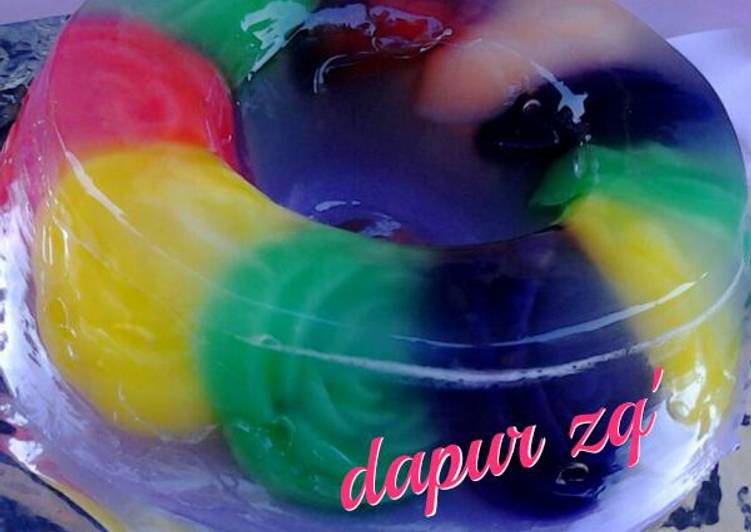 Bumbu Puding Kaca Bunga Pelangi | Cara Membuat Puding Kaca Bunga Pelangi Yang Sedap
