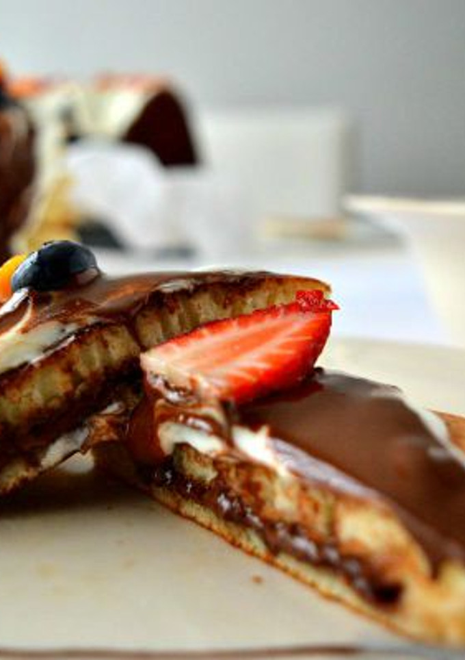 Una foto de Pancakes o tortitas americanas rellenas de Nutella