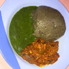 A picture of Amala with Ewedu(ayayo) soup.