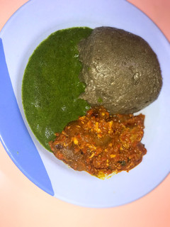 A picture of Amala with Ewedu(ayayo) soup.