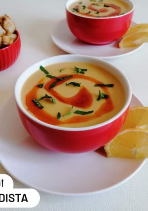 A picture of Turkish Red Lentil Soup.