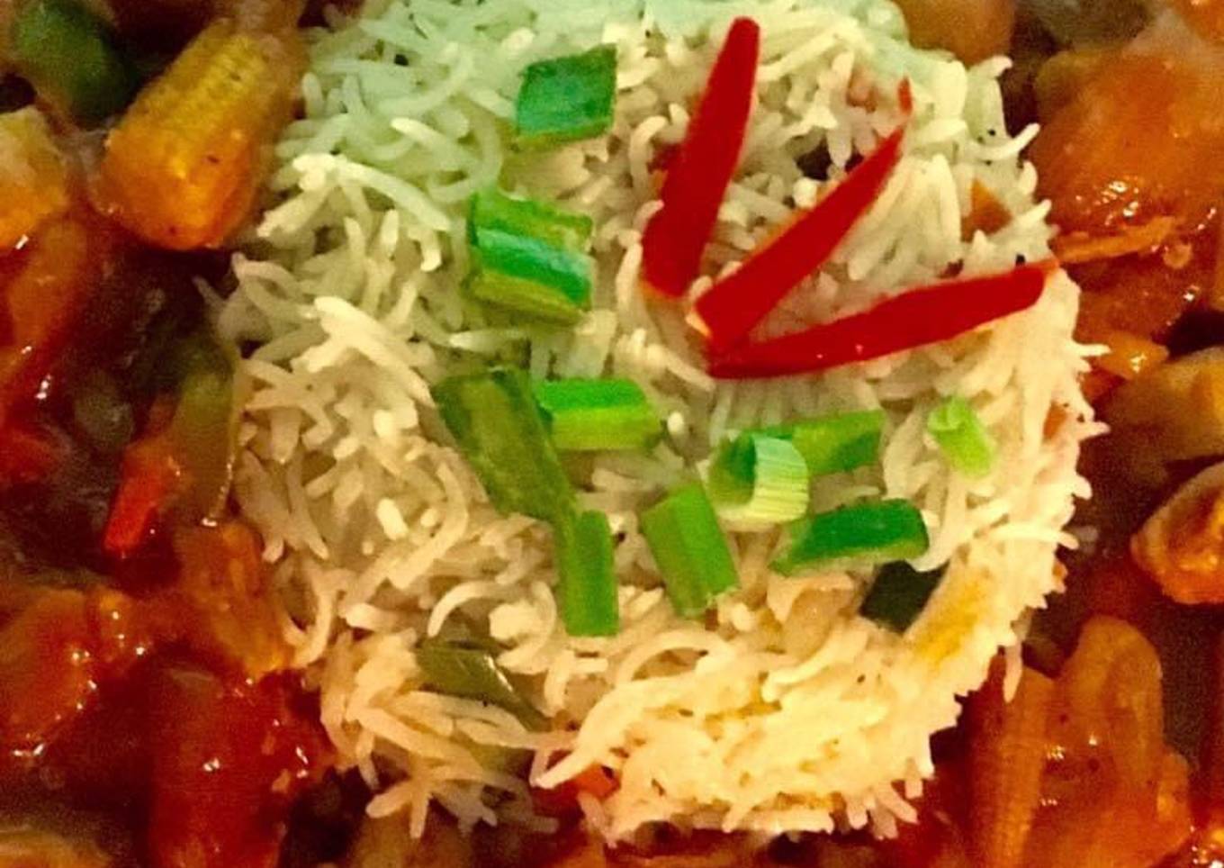 Sweet and sour chicken with veg fried rice