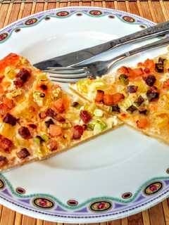 Zöldhagymás, szalonnás galette recept fotója