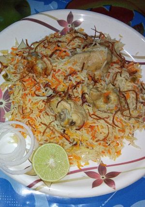 A picture of Chatpati Chicken yakhni biryani.