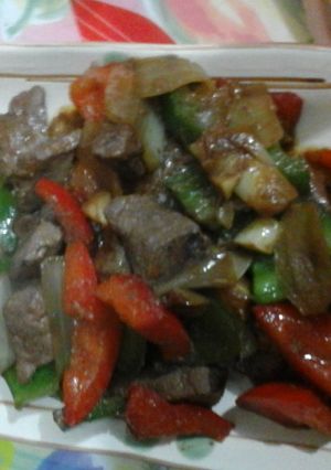 Foto resep Hati sapi masak paprika merah n hijau