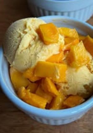 A picture of Homemade MANGO ICE CREAM.