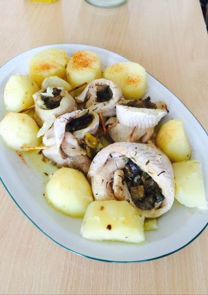 Una foto de Volcanes de merluza con papas al natural