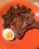 Costillas de cerdo con salsa agridulce de berenjenas