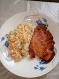 Ensalada Cocida con Yogurt y Chuleta Ahumada